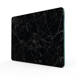 DESTALYA Chopping Board Tempered Glass 11.8’’ x 15.7’’ | Heat Tolerant Shatter Resistant Cutting Board | Black Marble Pattern Decorative Tray for Kitchen (Black L)