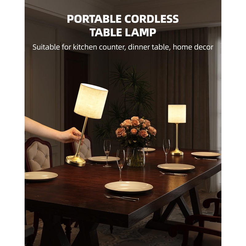 Cordless Table Lamp, 8000mAh, Dimmable, Ambient Light, 2700K, Touch Control,