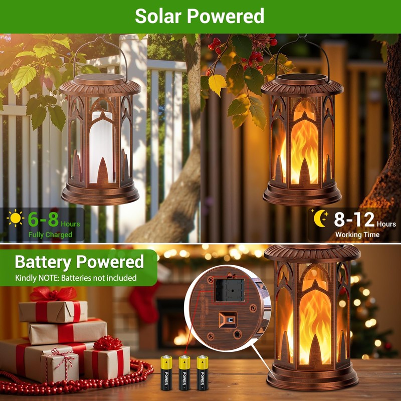 KOOPER Taller Solar Lanterns Outdoor Waterproof Hanging Solar Lantern Lights,