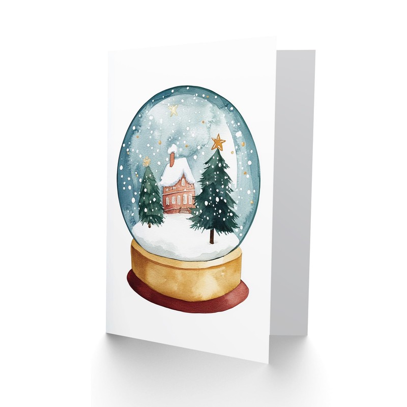Wee Blue Coo Winter Cabin Trees Snow Globe Festive Fun