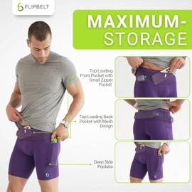 FlipBelt Men's Compression Shorts - Eggplant - XL