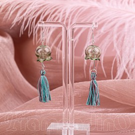 Framendino, 12 Pack Glass Flower Beads Caps Crystal Bell Jellyfish for Jewelry Making Supplies DIY Wind Chimes Craft