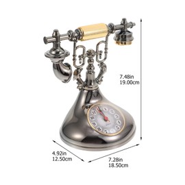 Homoyoyo Retro Telephone Decor Whisper Phones Vintage Telephone Model Antique Style Rotary Dial Button Desk Telephone Clock Desktop Ornament Home Decoration Silver Black Word Clock