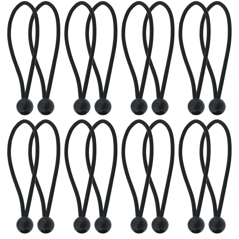 16 PCS Black Bungee Cords with Carabiner Clips,Easy Fix Bungee