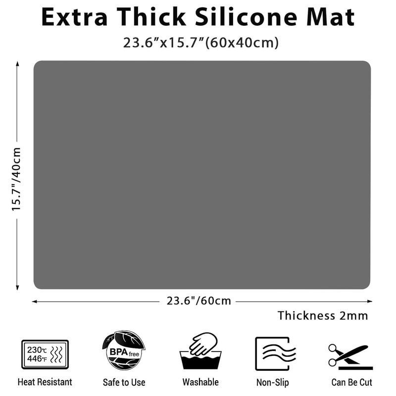 Extra Large Silicone Mat, Silicone Mats for Kitchen Counter 47.3''x23.6''x0.08",