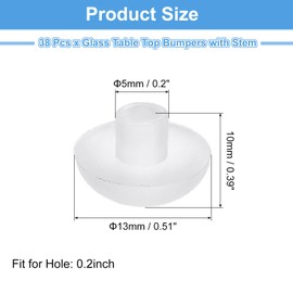 uxcell 38Pcs Glass Table Top Bumpers with Stem, 5mm/0.2" Rubber Bumper Grippers Anti Slip Table Spacers for Patio Cabinet Furniture (Fits 3/16Inch Hole), Clear