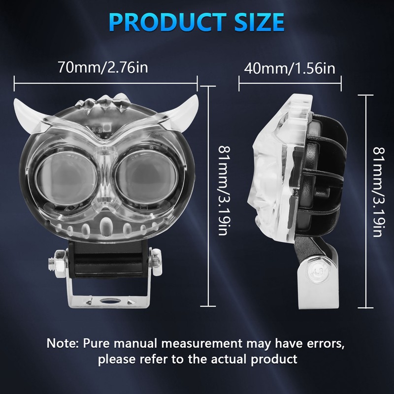Motorcycle Driving Light, 30W 6000K/3000K/4500K Super Bright LED Spotlight Waterproof