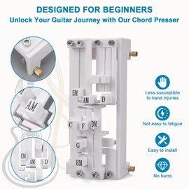 FormiPow Guitar Chord Presser, Beginner Guitar Learning Tool with 11 Chords, Capo & Picks, Easy-to-Use Chord Helper for Acoustic Guitars (38"-41"), Gift for Beginners (White)