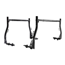 AA-Racks Model X33 Low-Profile Pickup Truck Ladder Racks with (8) Non-Drilling C-Clamps Steel Utiity Two-bar Set - Matte Black