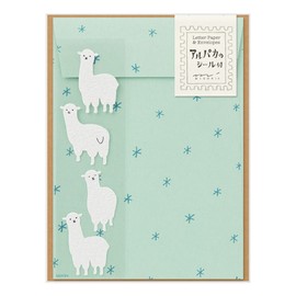 Midori 86636006 Letter Set with Stickers, 12 Stationery Notes, 4 Envelopes Included, Alpaca Pattern B