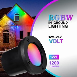 ELEGLO 6W LED Well Light Outdoor,Low Voltage Landscape Lights Anti-Glare, 12-24V AC/DC Shielded In-Ground Lights IP67 Waterproof Paver Uplights with for Pathway,Fence,Tree (RGBW 4Pack)