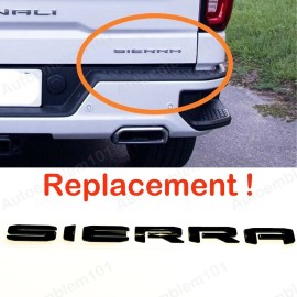 GMC GLOSS BLACK REAR GMC SIERRA 2019-2024 LETTER NAMEPLATE EMBLEM 1500 2500HD 3500HD