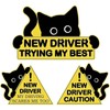 3Pcs New Driver Car Magnet Sticker Set, Funny Cute Cat