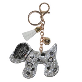 Popfizzy Dog Keychain, Bling Backpack Charm, Rhinestone Bag Charms, Keyring Key Fob