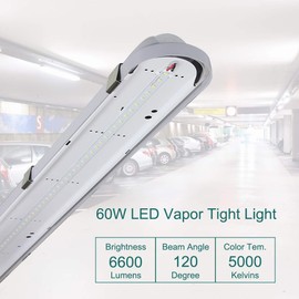 Kadision 4FT LED Vapor Tight Light Fixture 60W 6600lm (250W HPS/MH Equiv.) 5000K 100-277V, Dimmable Vapor Proof Lighting Fixture for Cold Storage Facilities, Car Washes, Parking Garages, UL Listed