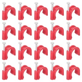 PATIKIL Half Clamp J-Hook with Nail, 140Pcs 1/2"/16mm Pex Pipe Fixture Cable Nail Clip Support Holder for Tubing Fixing CPVC Copper Pipe Fixing Connection, Red, 30mm Long Nail