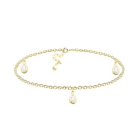 Sofia Milani - Women's Anklet 925 Silver – Zirconia Pendant, Yellow Gold