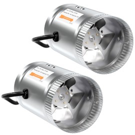 iPower 4 Inch Inline Booster Duct Fan 100 CFM HVAC Exhaust Ventilation Blower with Low Noise for Grow Tent, Basements, Bathrooms, Kitchens and Attics, 2 Packs, Silver