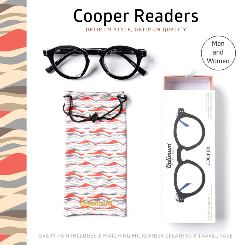 OPTIMUM OPTICAL Readers Glasses Spring-Mounted Hinges Scratch-Resistant Lenses Round Frame