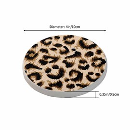 oFloral Leopard Print Coasters for Drinks Animal Spots Skin Texture Cups Place Mats for Home Decor Set of 2, 4 Inch