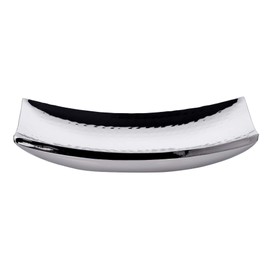 EDZARD Dallas Bowl (30 x 18 cm) Rectangular Hammered Stainless Steel Highly Polished Decorative Bowl Fruit Bowl
