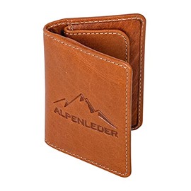 Alpenleder MONETEN Wallet - Genuine Leather Wallet - High Quality Vintage Leather Wallet Small Minimalist Wallet (10 x 7.5 x 2 cm), Cognac, Minimalist