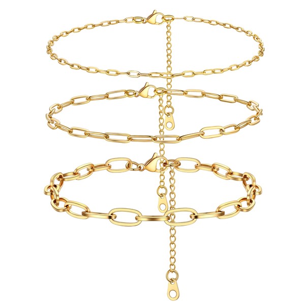 PROSTEEL Gold Ankle Bracelets For Women Minimalist Layered Anklets Sets