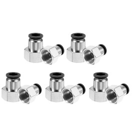 sourcing map 10pcs Push to Connect Fittings 10mm Tube OD x 1/2" NPT Thread Female Straight Pneumatic Tube Fittings PCF10-N04 Quick Connect Air Line Fittings Air Hose Fittings, Black