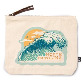 Lantern Press North Carolina, Distressed Ink, Perfect Wave, 100% Cotton Zipper Pouch, Travel Accessory, Go Bag