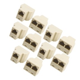 uxcell RJ45 3 Way LAN Network Ethernet Splitter Extender Connector 10 Pcs Beige