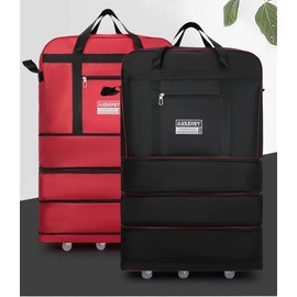 Radefasun Expandable Extra Large Travel Oxford Duffel Bag with Wheels Waterproof Lightweight Traveling Foldable Suitcase (Green)