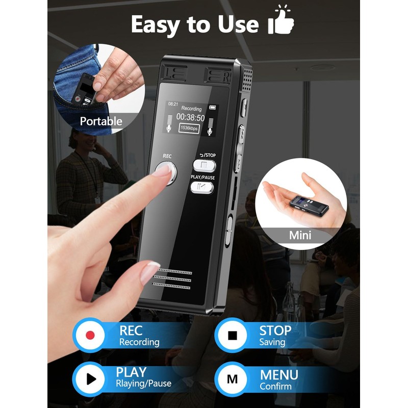 64GB Digital Voice Activated Recorder with Playback - 4552 Hours