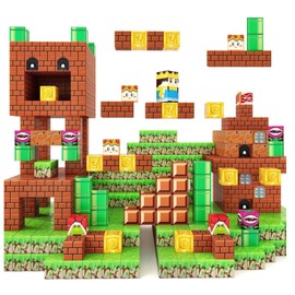 Magnetic Building Blocks for Kids 64 PCS, Magnetic Cubes Construction Set with Storage Box, Educational Sensory Toys, Magnet Tiles for Boys & Girls Birthday Gifts