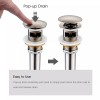 BRIGHT SHOWERS New Bathroom Sink Drain with Overflow Pop-Up Drain