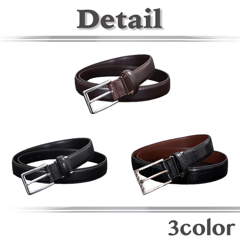 White Fang BT879 Men's Belt, Crocodile Pattern, PU Leather, Stylish,