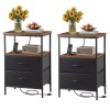 Segawe 2PCS Nightstands 2 Tier End Table with Charging Station