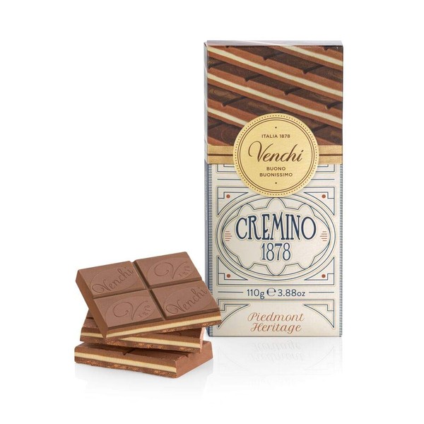 Venchi Cremino 1878 Chocolate Bar with Almond Gianduja and Hazelnuts 3.88oz