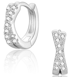 CERSLIMO Earrings Infinity Sign Silver Gold Infinity Hoop Earrings Silver 925 Gold-Plated 12 mm AAA Zirconia Infinity Silver Earrings Jewellery Infinity Gifts, Cubic Zirconia