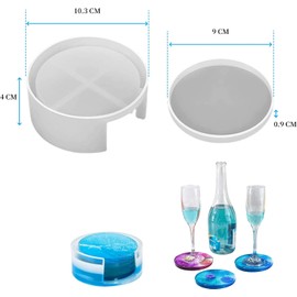 Tefola 5Pzs Moldes de Silicona para Posavasos de Resina, Fácil Desmoldeo, Material de Silicona, Superficie Lisa, Redondo, CRAFT_MOLD