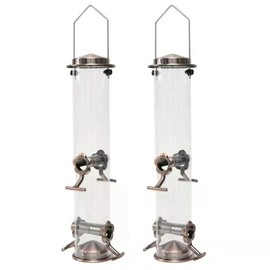 Large Capacity Transparent Bird Feeder with Stainless Steel Frame – Waterproof Automatic Bird Food Dispenser for Outdoor & Pet Birds