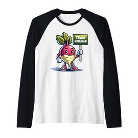 Team Rutabaga, Rutabaga Mascot, Funny Root Vegetable Raglan Baseball Tee