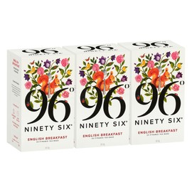 96° English Breakfast Tea - 20 Pyramid Tea Bags x 3 Boxes, Individually Wrapped, Full Bodied, Everyday, Biodegradable Plant-Based Bags (60 Bags)