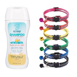 PetyPup Shampoo de Avena y Miel + Collar de Mascota Raza pequeñas, Diseño a Elegir