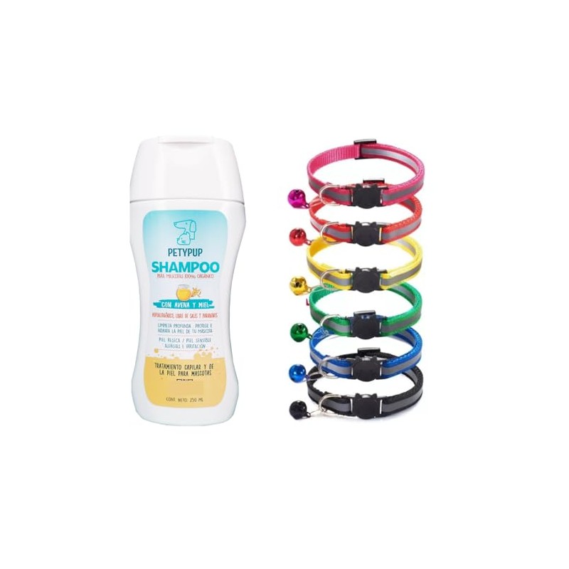 PetyPup Shampoo de Avena y Miel + Collar de Mascota