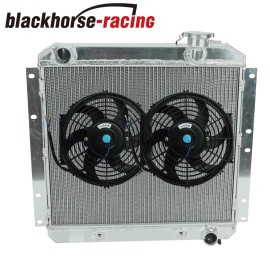BLACKHORSE-RACING For 1958-1984 Toyota Land Cruiser FJ40 FJ45 3 Row Radiator+ 2X 10" Slim Push Fan
