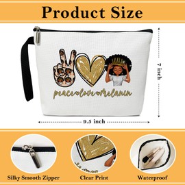BSNZZIO Peace Love Cosmetic Bag for Women Accessories Organizer, Black Women Makeup Bag Gift, Travel Essentials Purse Toiletry Pouch Makeup Bag with Zipper(Peace Love Melanin)