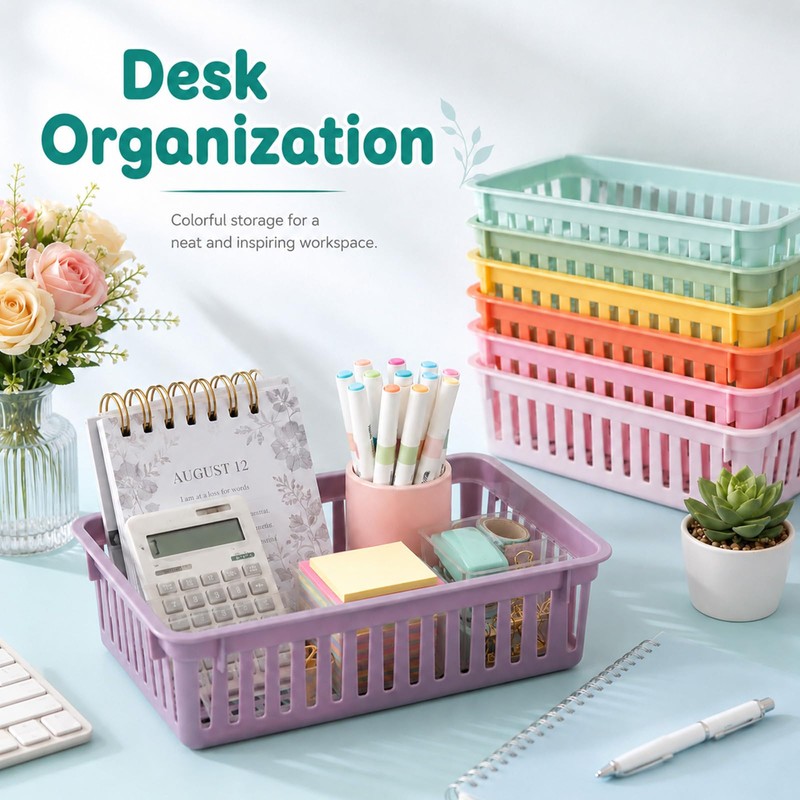 gisgfim 12 Pack Classroom Small Plastic Baskets for Organizing Mini