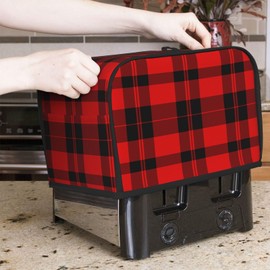 HSYOYO - Funda para tostador a cuadros, color negro, rojo, 2 rebanadas, para máquina de pan, protector de huellas dactilares, cubierta para horno tostador, a prueba de polvo, para cocina, pequeños