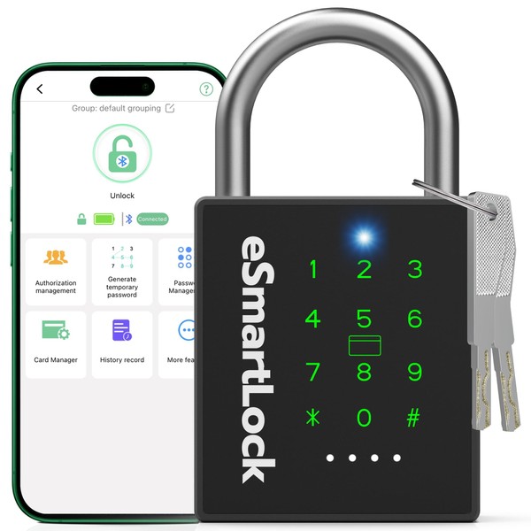Eseesmart New Heavy Duty Smart Padlock, Bluetooth Padlock with Key