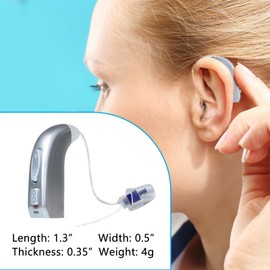 Banglijian Rechargeable Hearing Aid RIC(Receiver in canal) for Seniors and Adults with Digital Noise Cancelling and Feedback Cancellation, Powerful Digital Hearing Aid (Left)